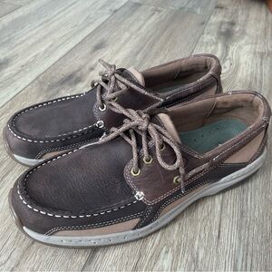 Dunham (Rockport) R-Bar Boat Shoes Brown Leather Loafers Mens 9.5